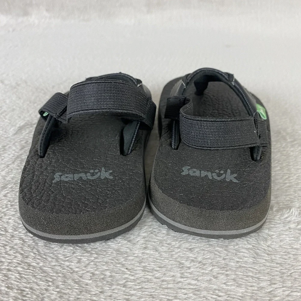 Sanuk Root Beer Cozy Baby Toddler Flip Flop Sandal Size 7 Black Slingback Water